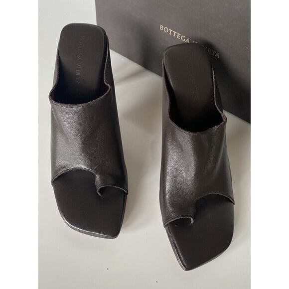 NIB $920 Bottega Veneta Leather Mules with High Vamp Brown Shoes 7 US 618760 - Picture 7 of 11